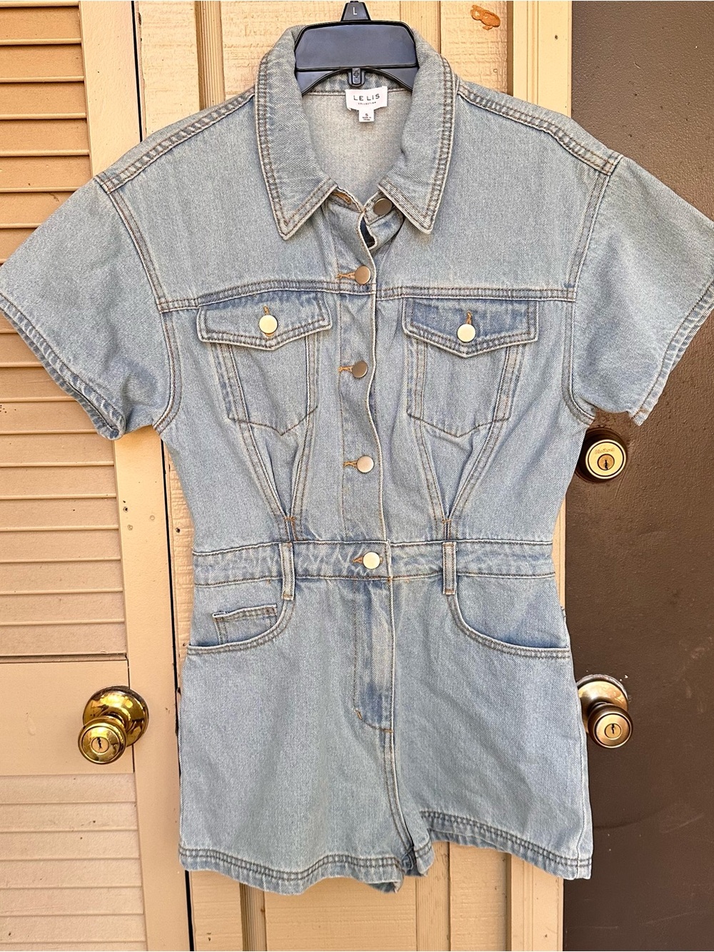 Le Lis Denim Romper Size Small